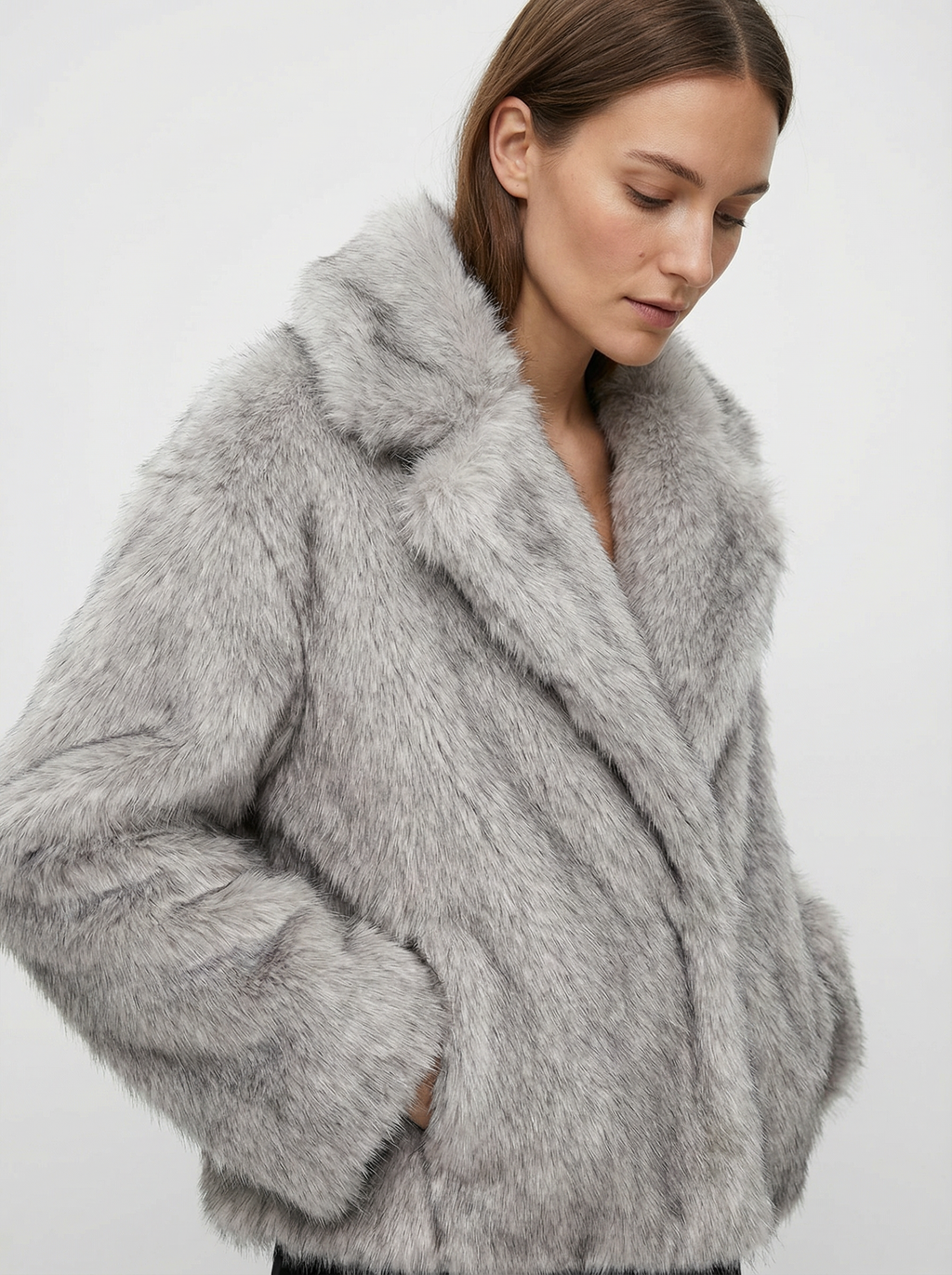 Eleganter Warmer Kunstfell-Mantel