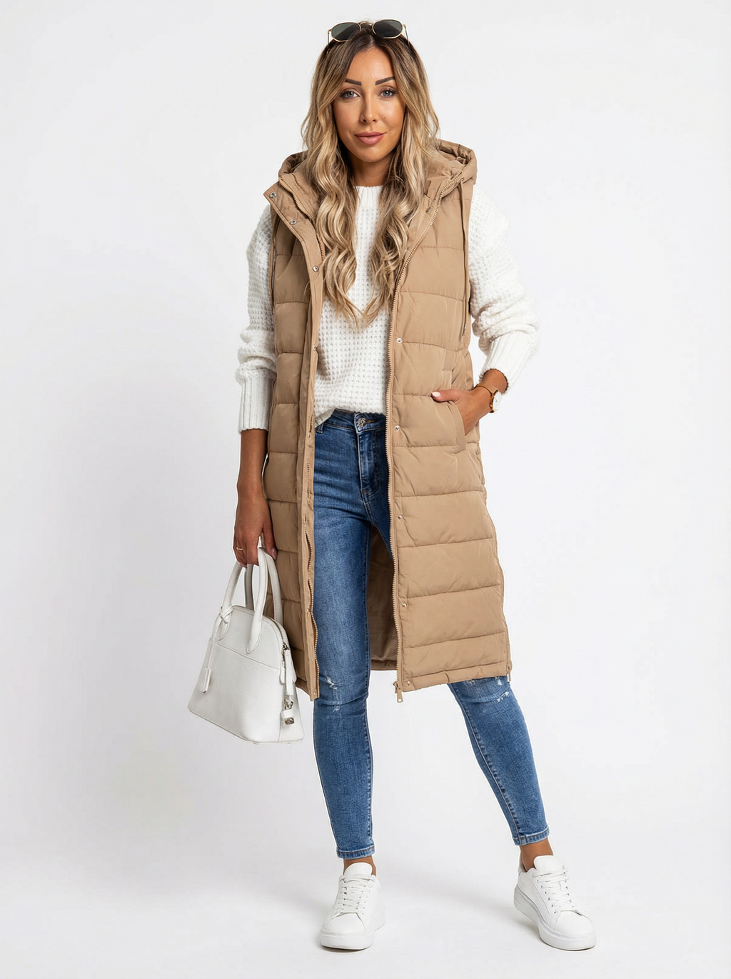 Figurbetonter Baumwoll-Cardigan mit Kapuze