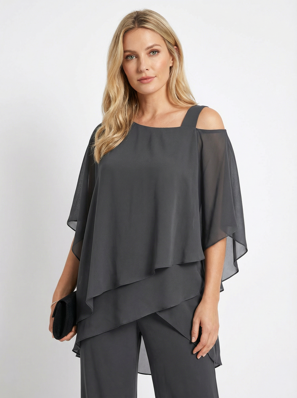 Eleganter Baumwoll-Mix Zweiteiler mit schulterfreiem Schnitt