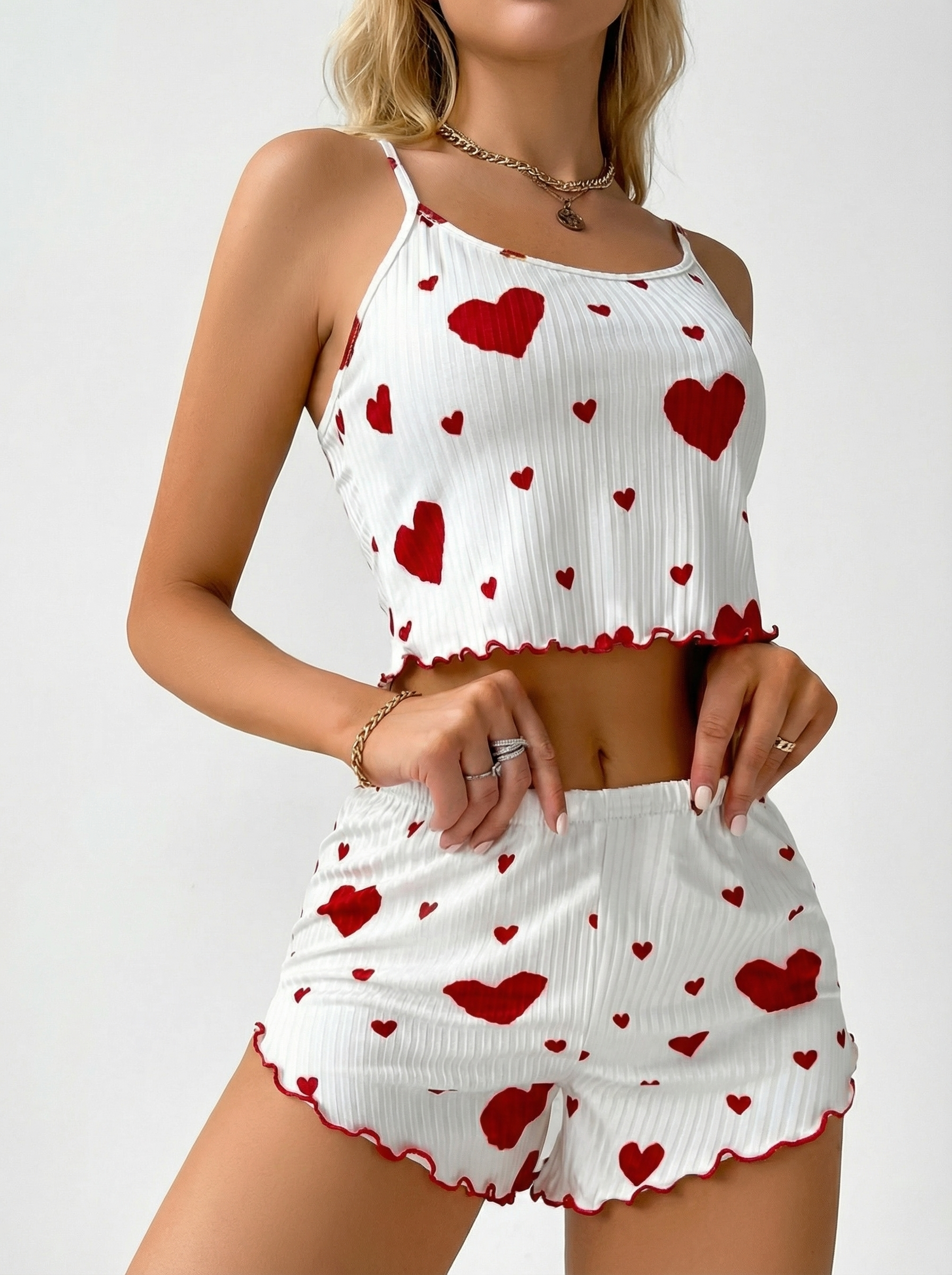 Luftiges Pyjama-Set mit Spaghetti-Trägern