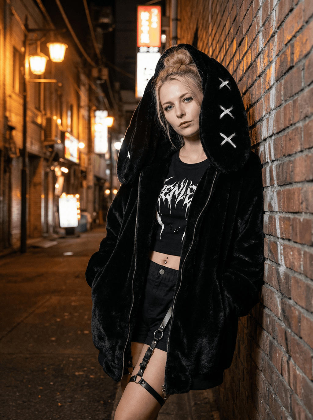 Kuschelige Oversized Winterjacke mit Hasenohren