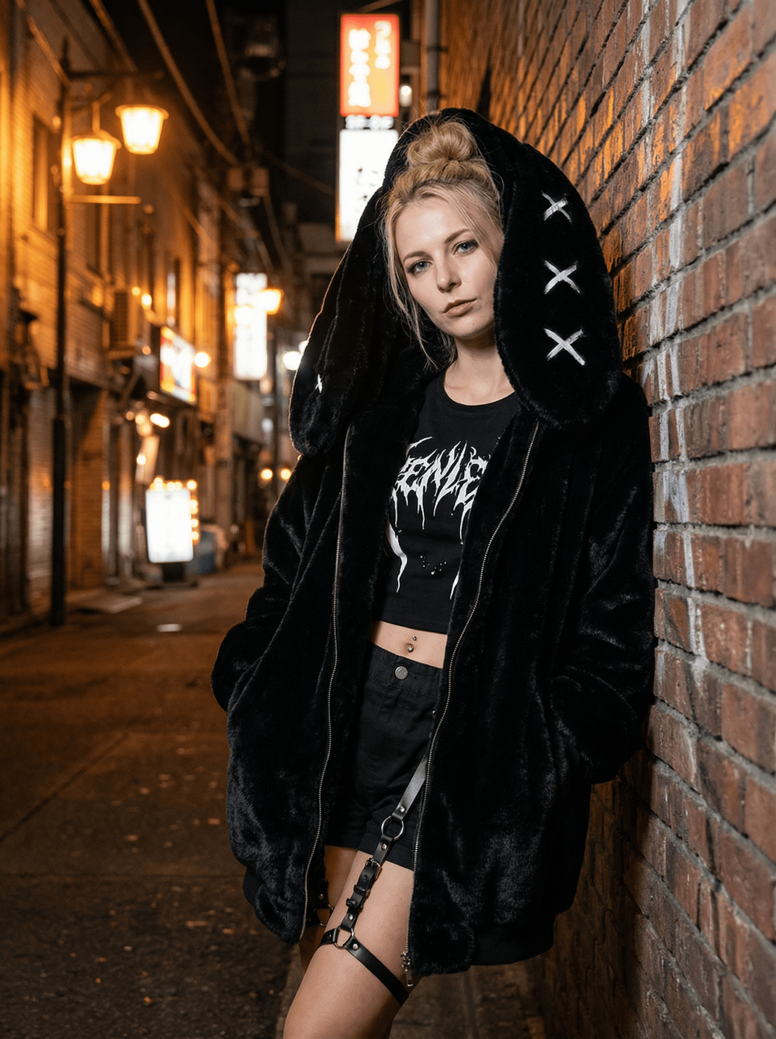 Kuschelige Oversized Winterjacke mit Hasenohren