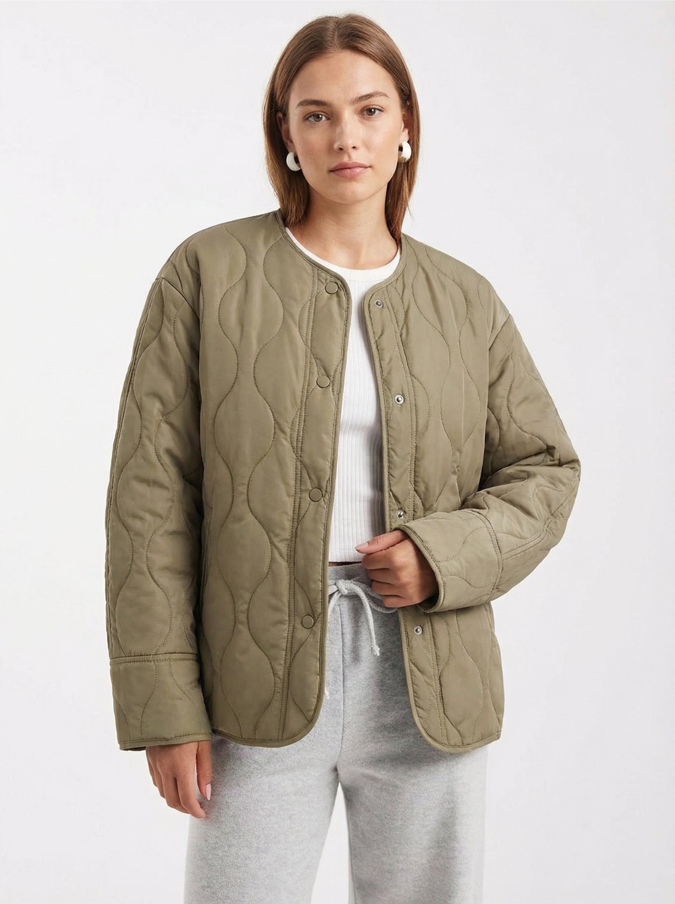 Gesteppte Jacke mit verdeckter Knopfleiste