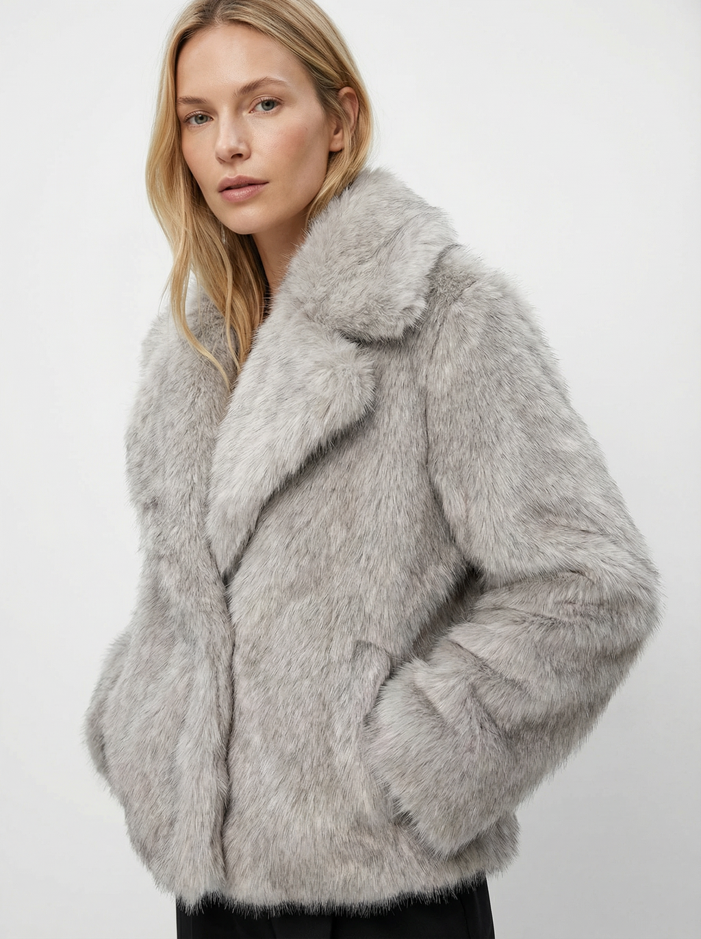 Eleganter Warmer Kunstfell-Mantel