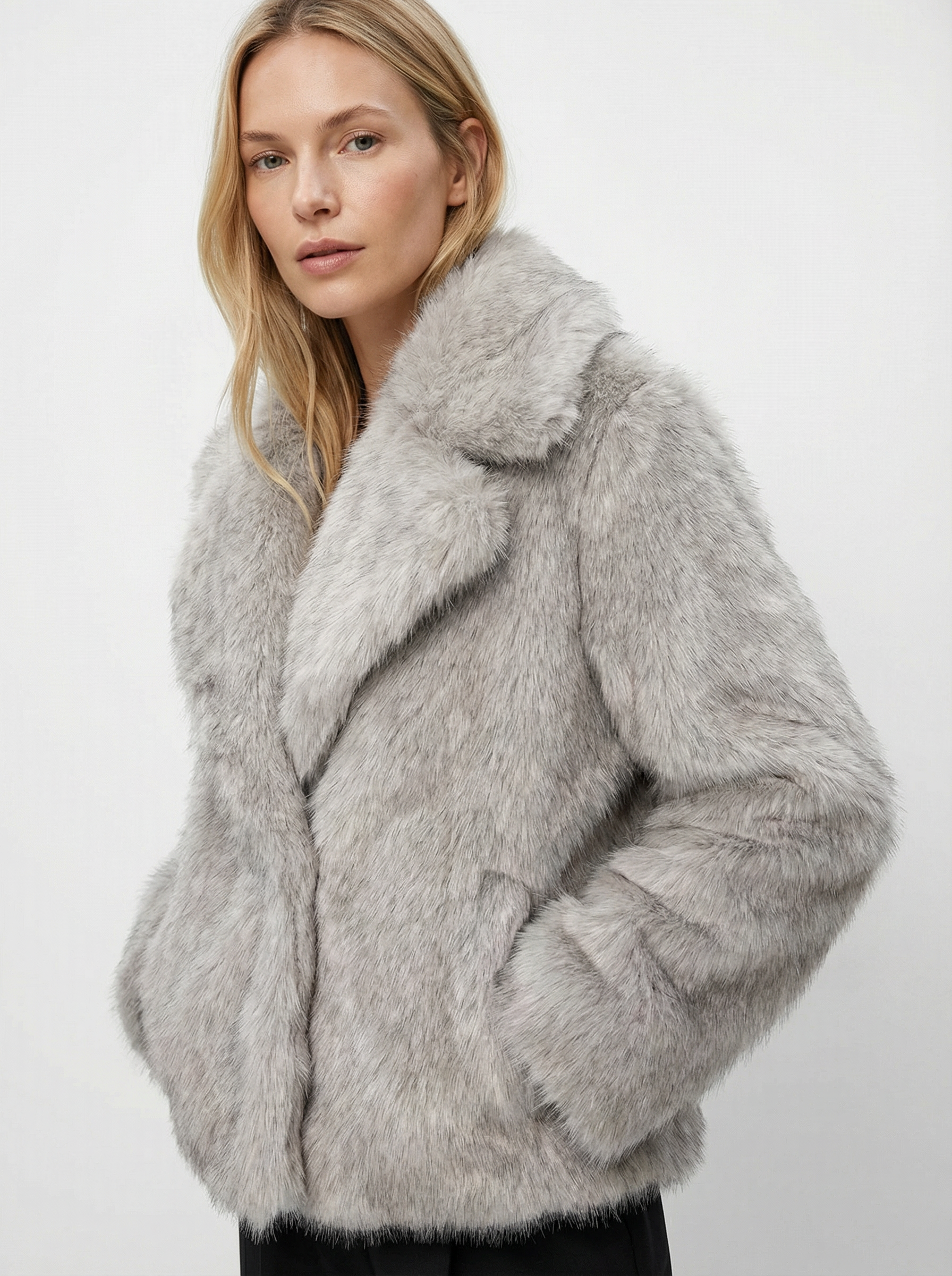 Eleganter Warmer Kunstfell-Mantel