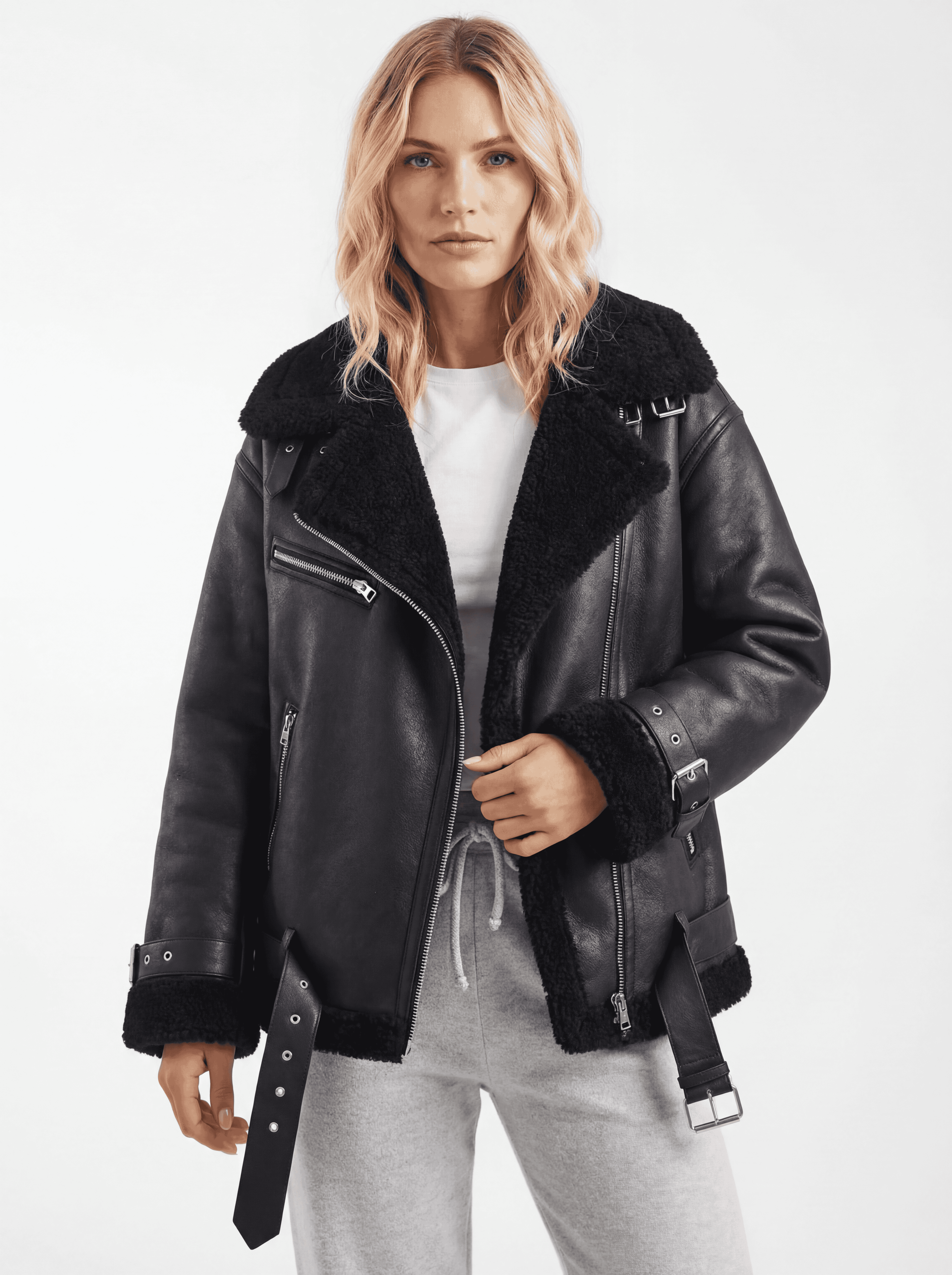 Doppelseitiger Mantel mit Gürtel