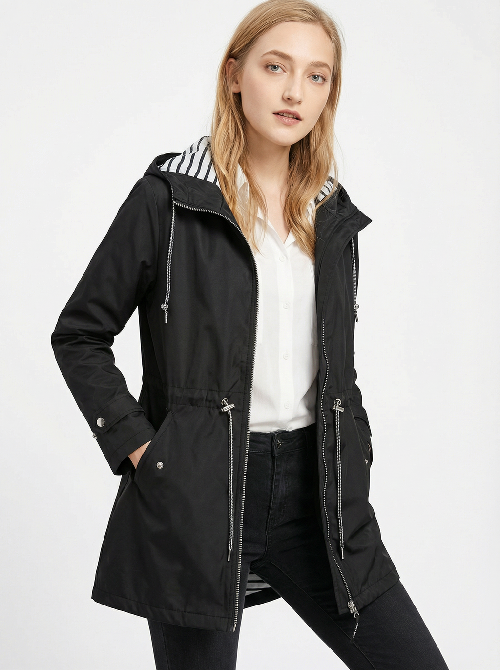 Wetterfester Trench-Mantel mit Kapuze