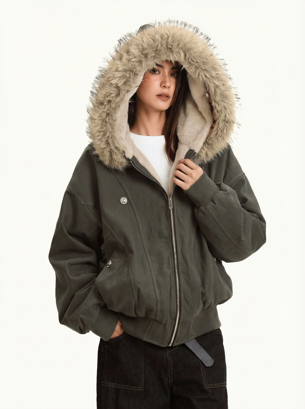 Kuscheliger, warmer Parka mit Pelzkragen