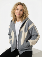 Retro Zip-Up Hoodie mit Teufel-Muster
