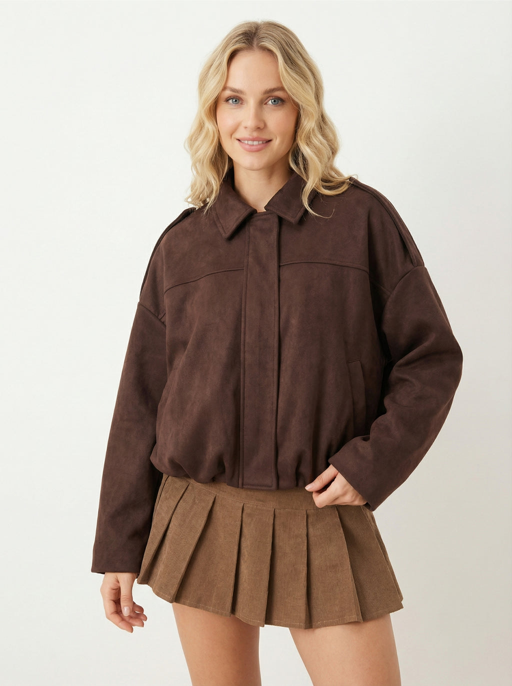 Loose Fit Bomberjacke mit Umlegekragen