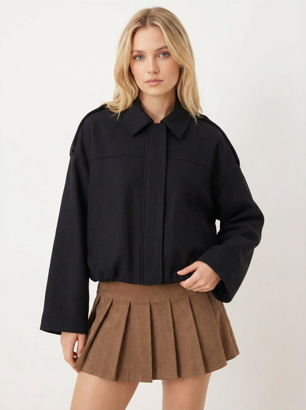 Loose Fit Bomberjacke mit Umlegekragen