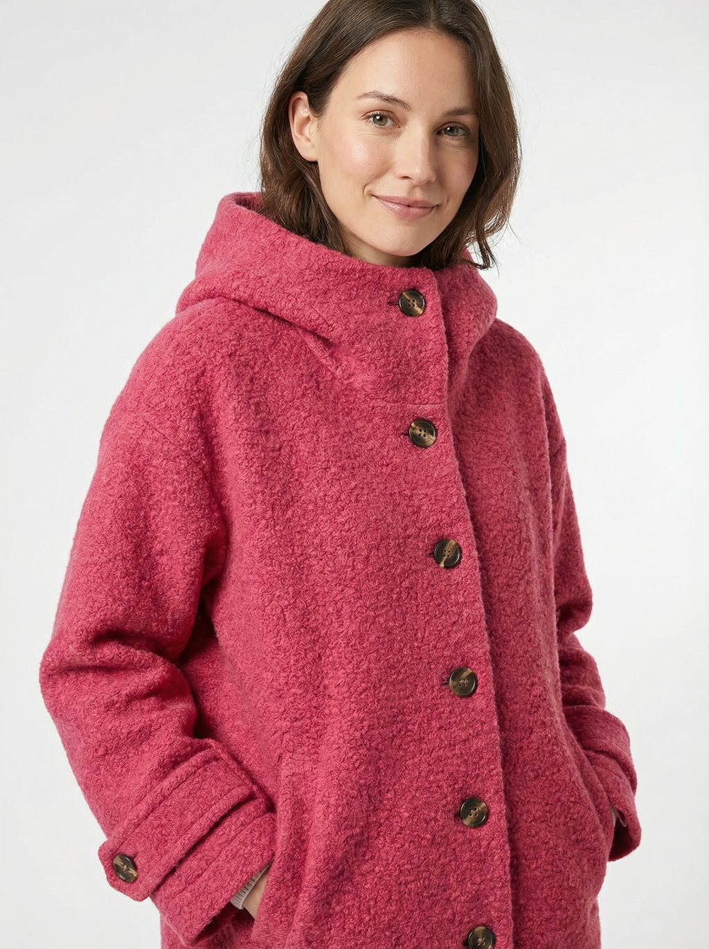 Warmer Mantel aus Baumwolle mit Kapuze