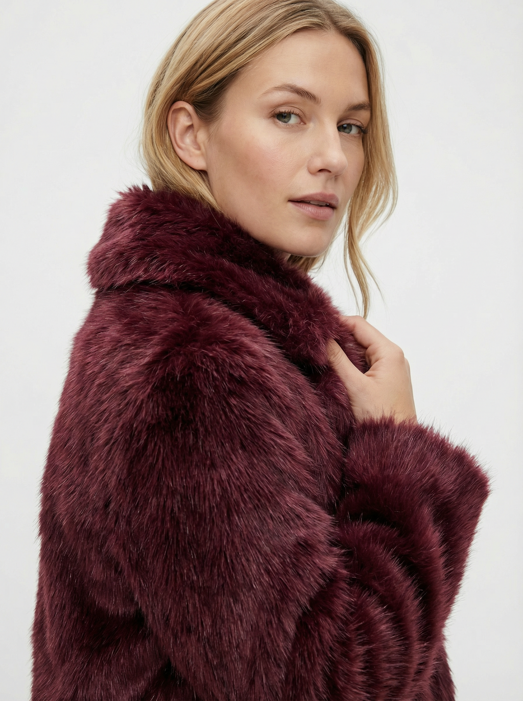 Eleganter Warmer Kunstfell-Mantel