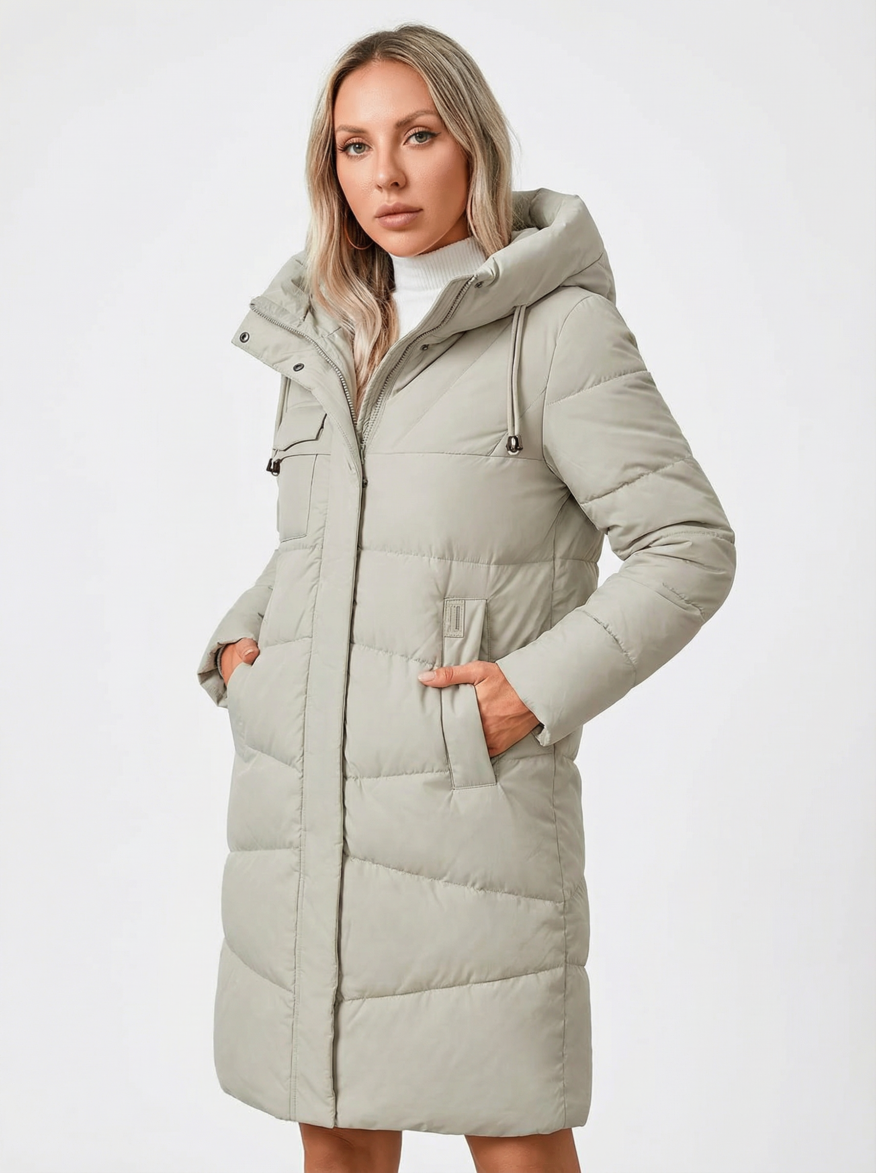 Warmer, eleganter Winterparka mit Kapuze