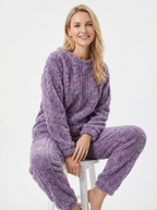 Warmes Baumwoll-Pyjama-Set mit Rippstruktur