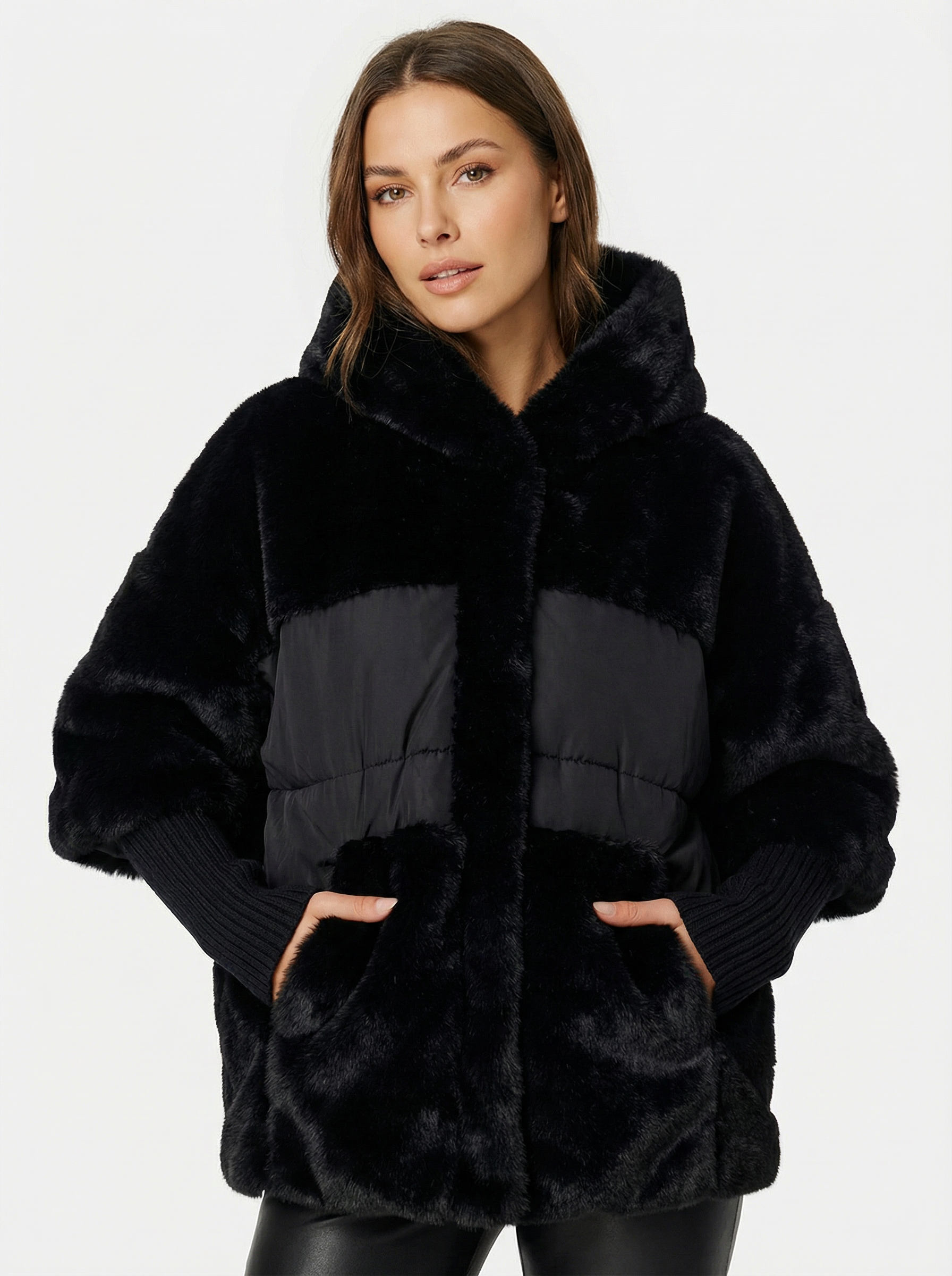 Warmer Oversized Parka mit Kunstpelz