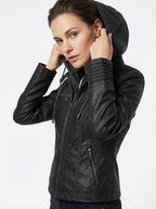 Warmer Gothic-Hoodie aus Kunstleder