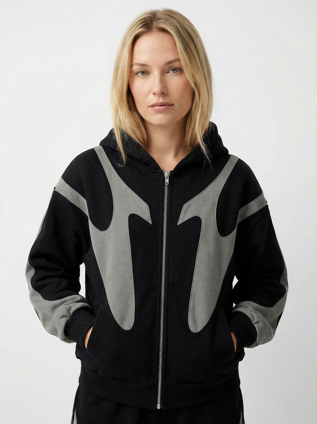 Retro Zip-Up Hoodie mit Teufel-Muster