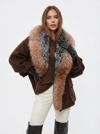 Kuscheliger Oversized Mantel mit Kunstfellkragen