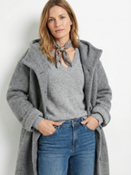 Warmer Mantel aus Baumwolle mit Kapuze