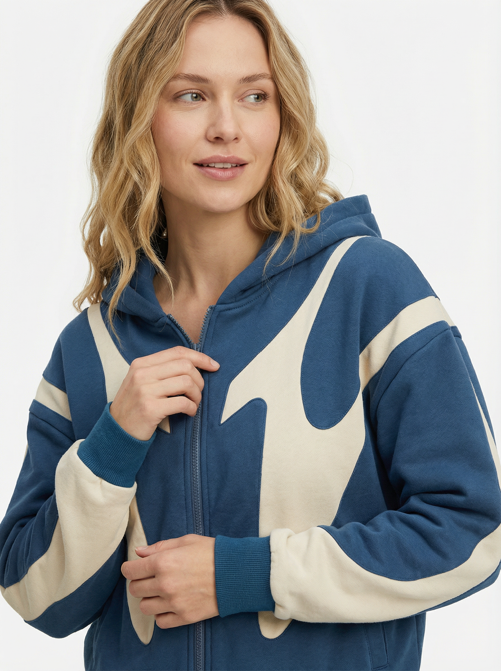Retro Zip-Up Hoodie mit Teufel-Muster