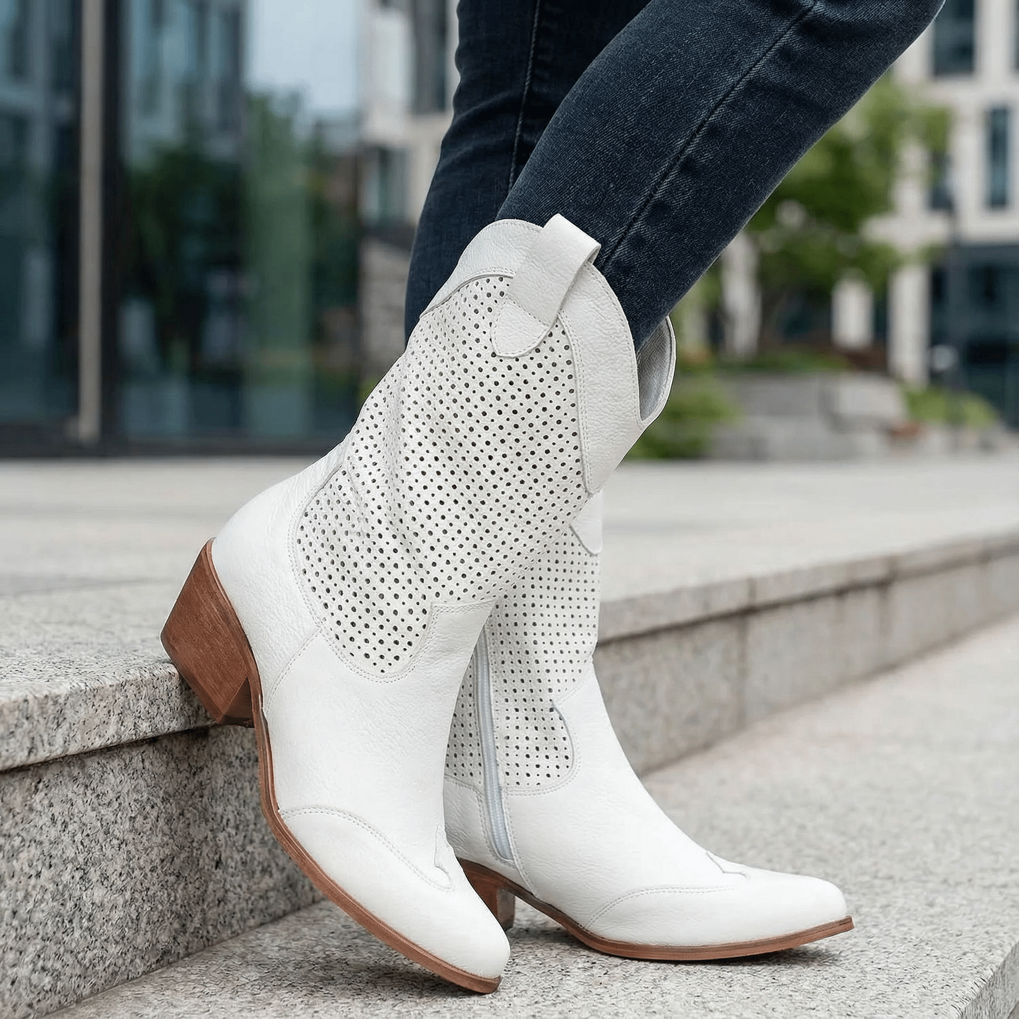 Western-Stiefelette aus Wildleder mit Wolle