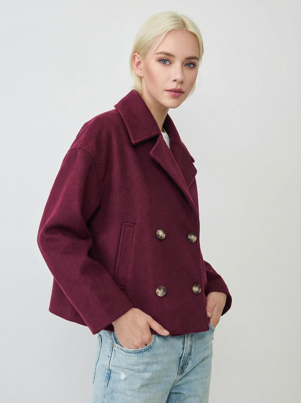 Eleganter Baumwoll-Kurzmantel mit Doppelreiher