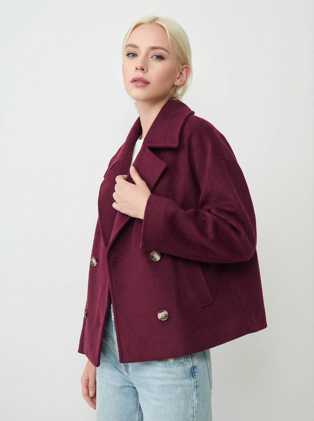 Eleganter Baumwoll-Kurzmantel mit Doppelreiher