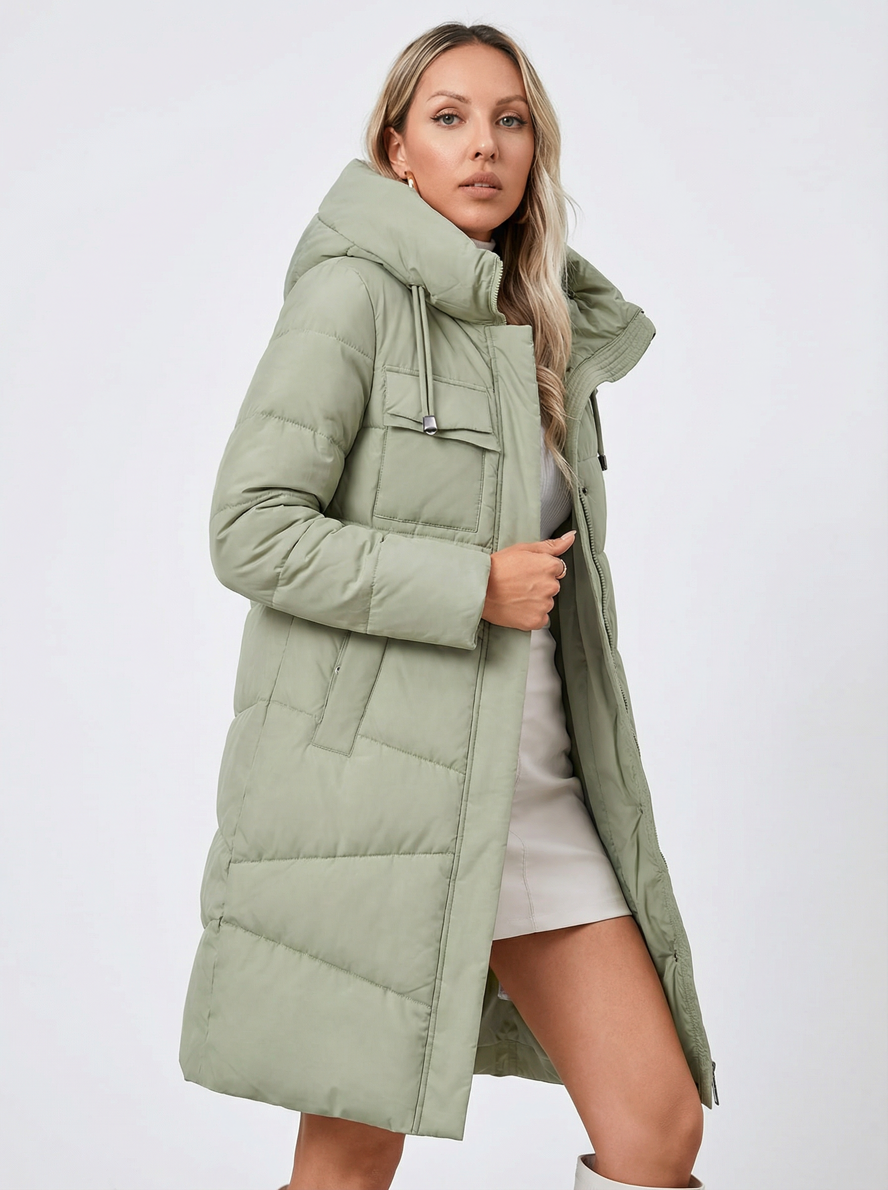 Warmer, eleganter Winterparka mit Kapuze