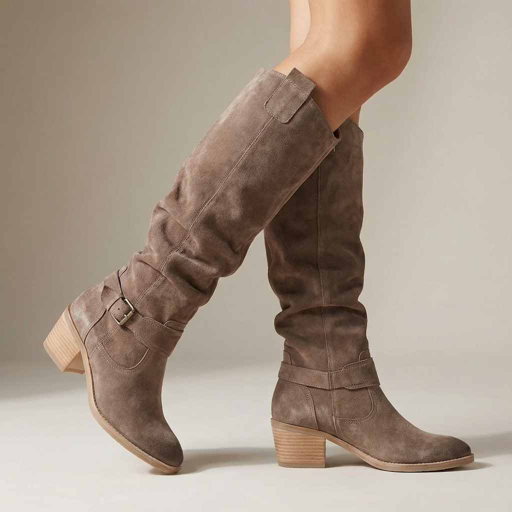 Warmer Stiefel aus Kunst-Veloursleder