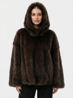 Kuscheliger Kapuzen-Mantel mit Stehkragen