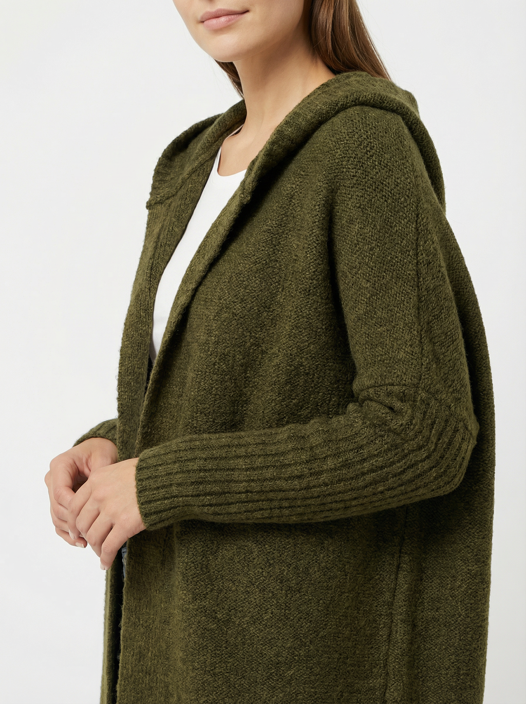 Kuscheliger Strickmantel mit Kapuze