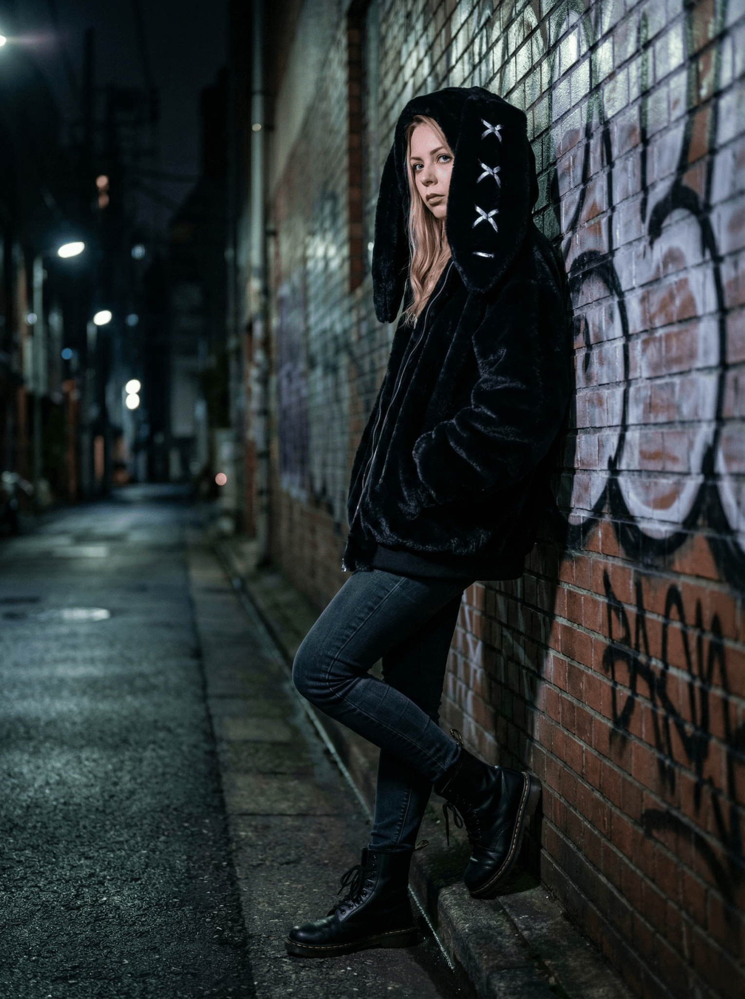 Kuschelige Oversized Winterjacke mit Hasenohren