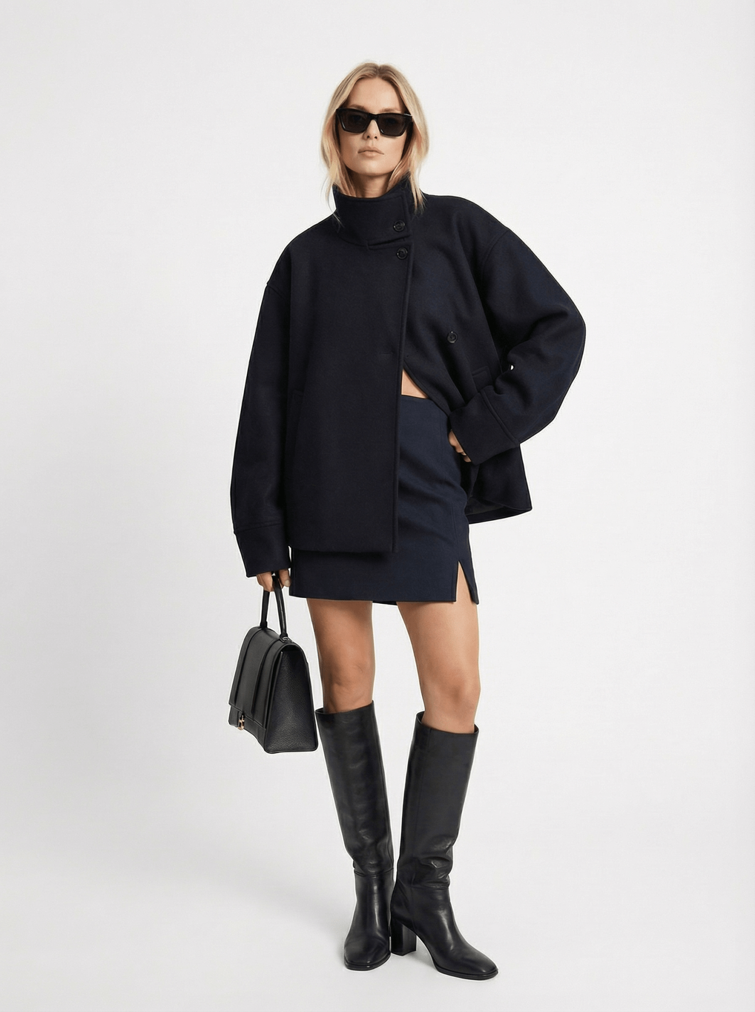 Warme Woll-Jacke mit Stehkragen