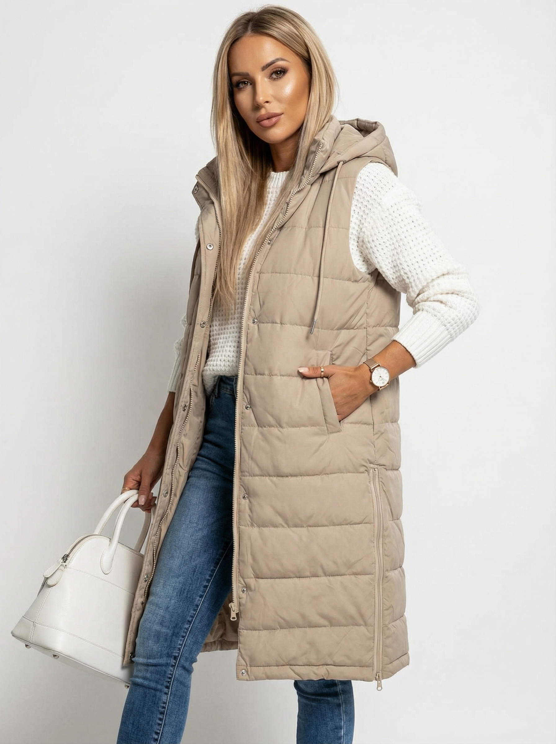 Figurbetonter Baumwoll-Cardigan mit Kapuze