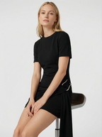 Figurbetontes Baumwollkleid mit Zierband