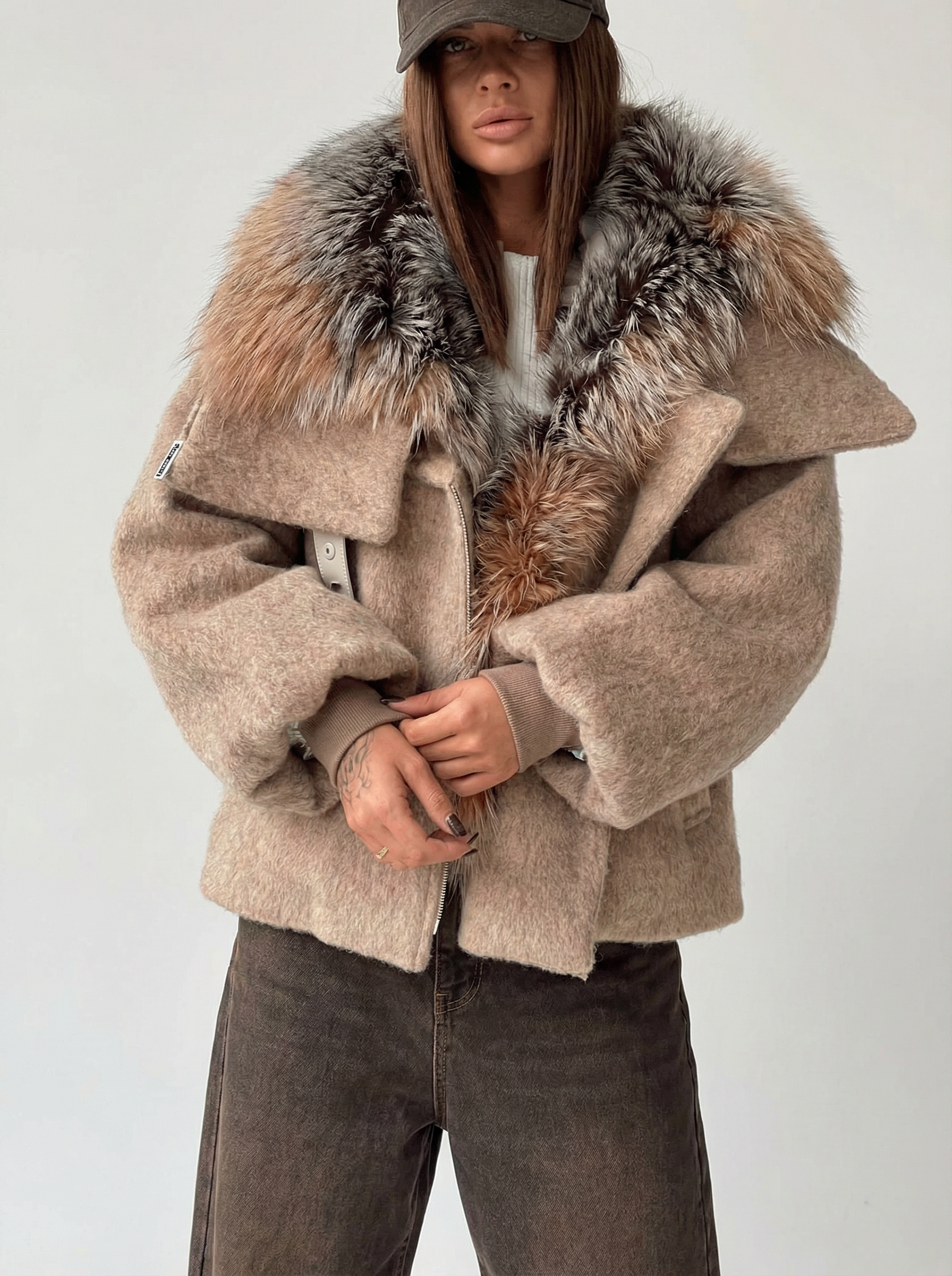 Kuscheliger Oversized Mantel mit Kunstfellkragen