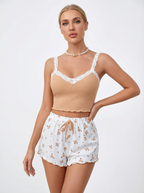 Verführerisches Schlafanzug-Set mit Spitzenbesatz