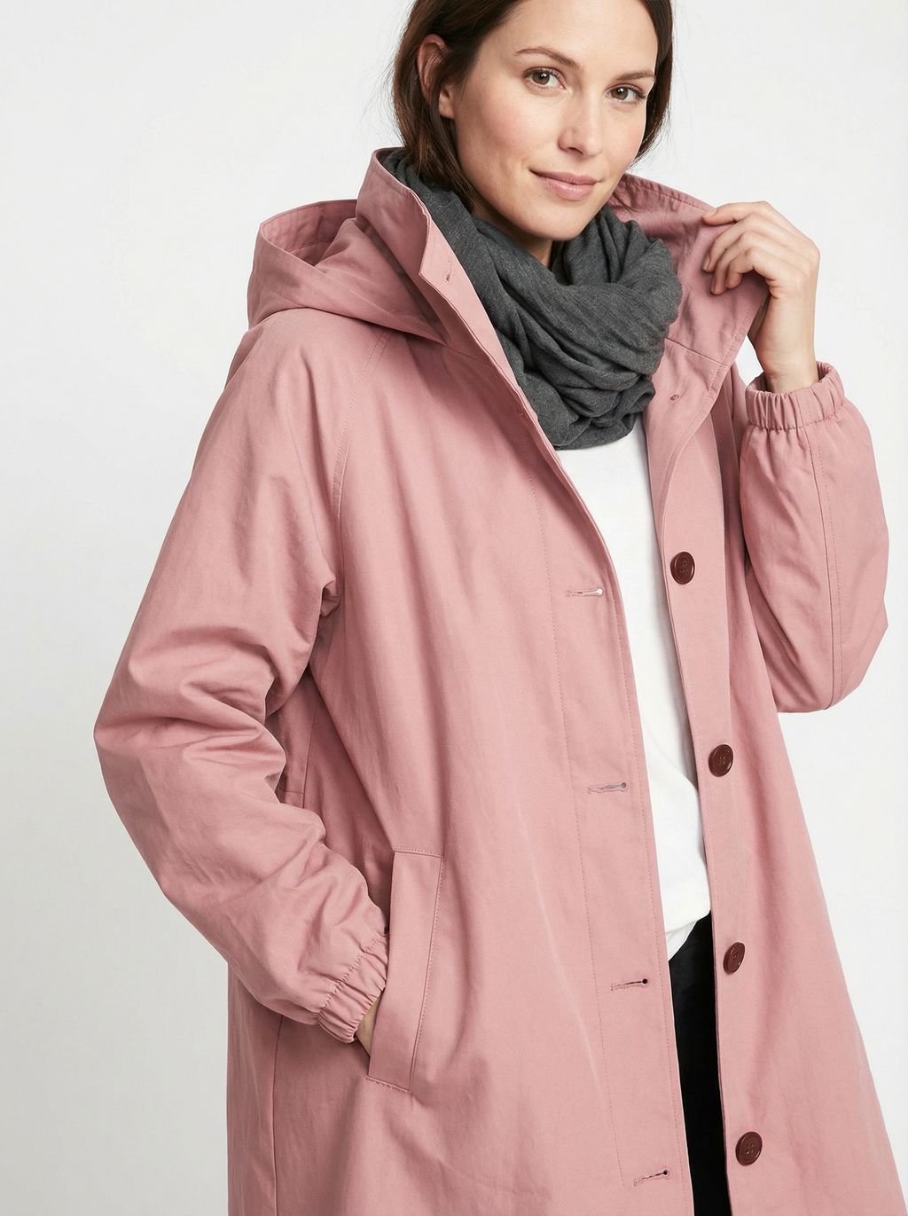 Wetterfester Midi-Mantel mit Kapuze