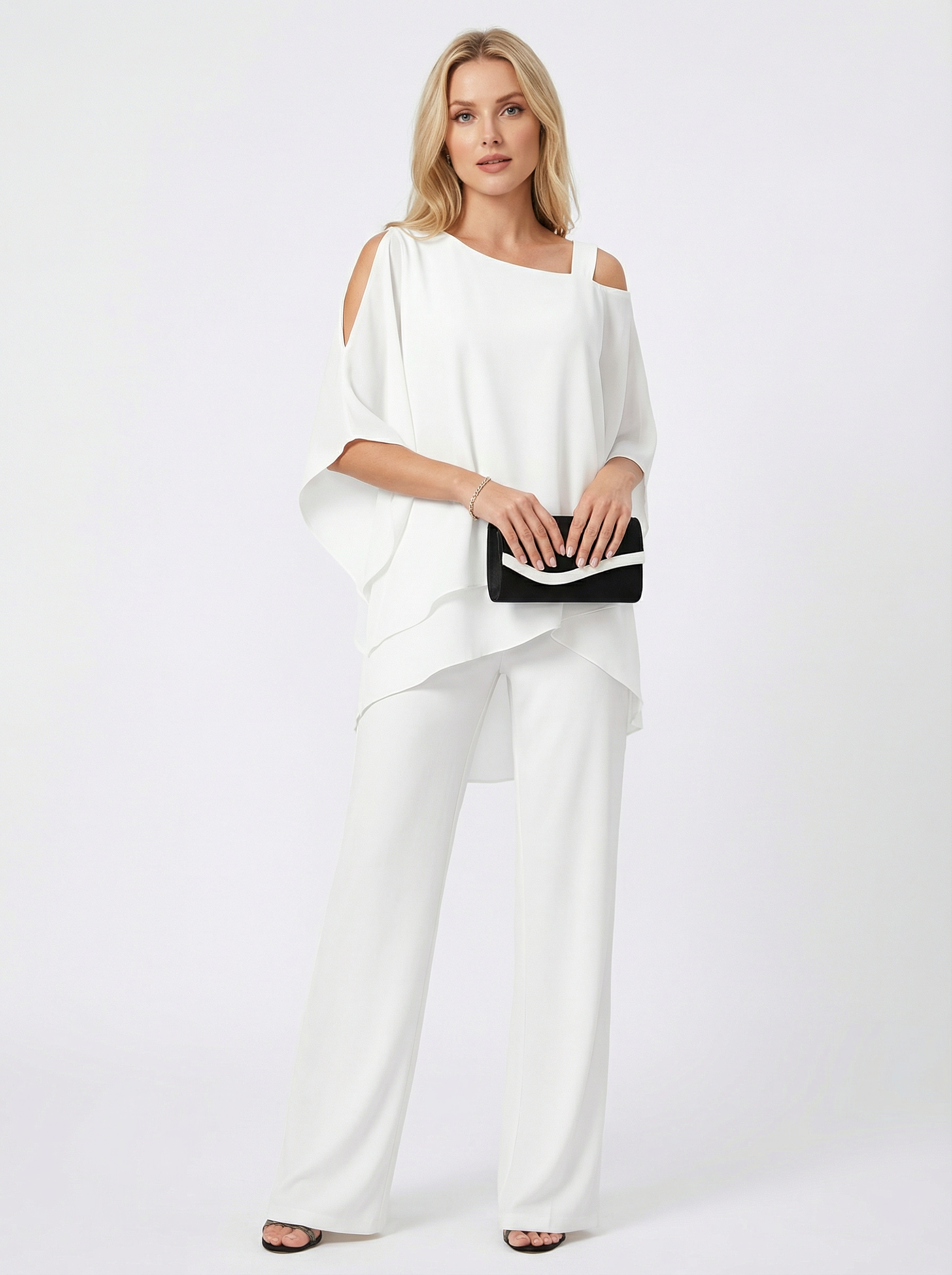 Eleganter Baumwoll-Mix Zweiteiler mit schulterfreiem Schnitt