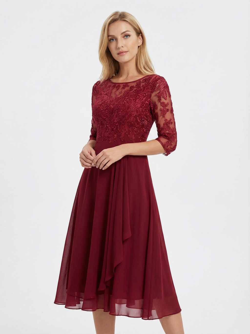 Elegantes Abendkleid mit Spitzen-Einsatz