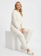 Warmes Baumwoll-Pyjama-Set mit Rippstruktur