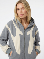 Retro Zip-Up Hoodie mit Teufel-Muster