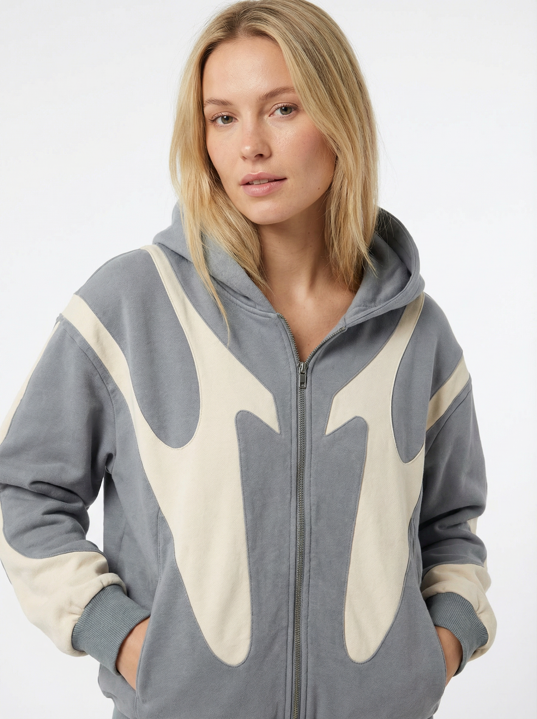 Retro Zip-Up Hoodie mit Teufel-Muster