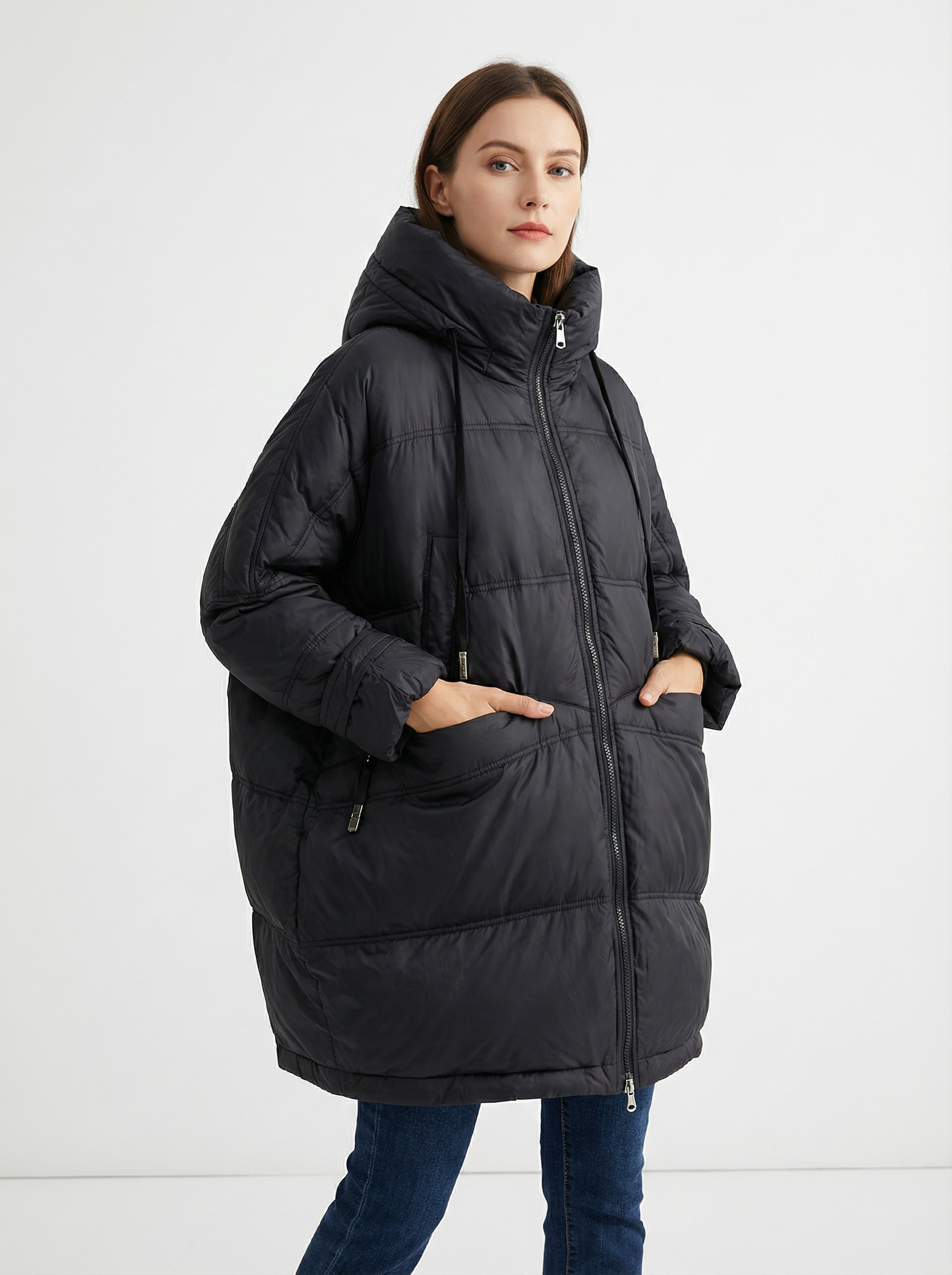 Oversized Daunen-Parka mit Kapuze