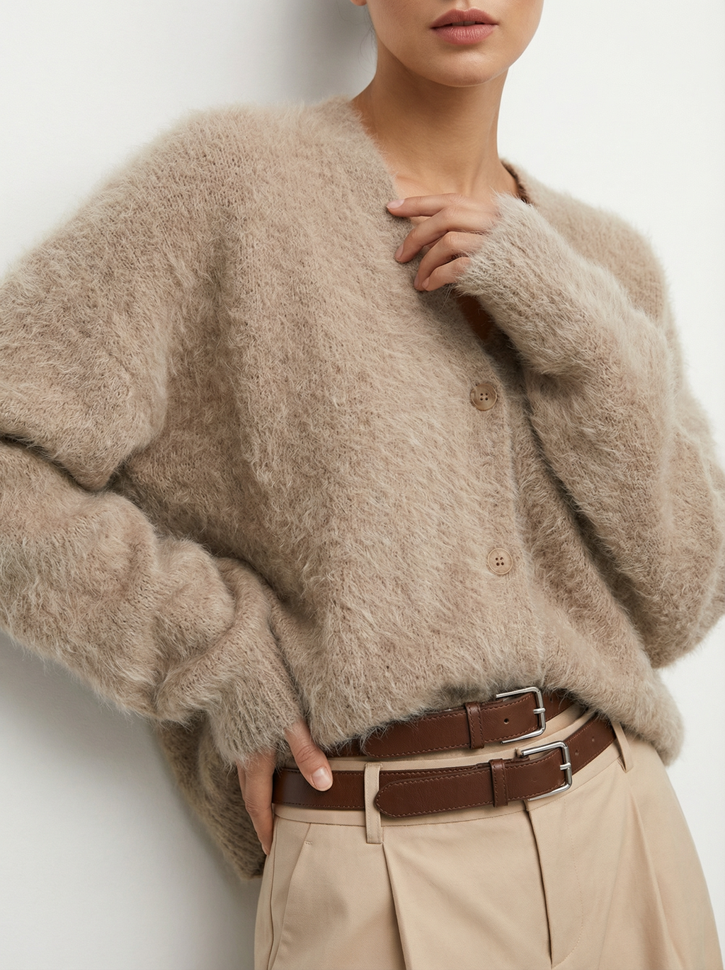 Kuschelige Strickjacke mit V-Ausschnitt