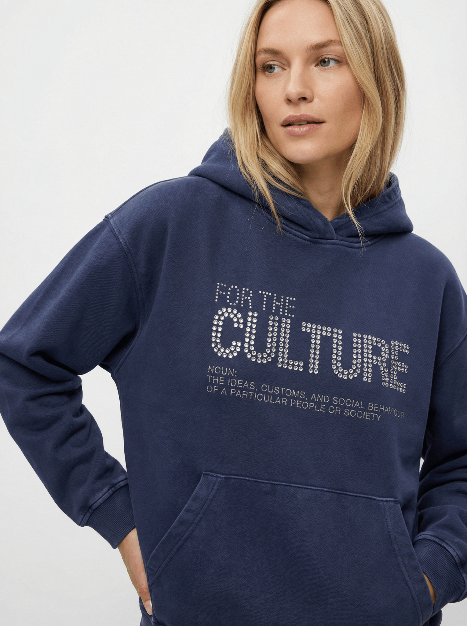 Lockerer Hoodie mit glitzerndem Letter-Print