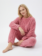 Warmes Baumwoll-Pyjama-Set mit Rippstruktur