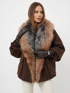 Kuscheliger Oversized Mantel mit Kunstfellkragen