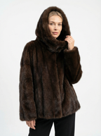 Kuscheliger Kapuzen-Mantel mit Stehkragen